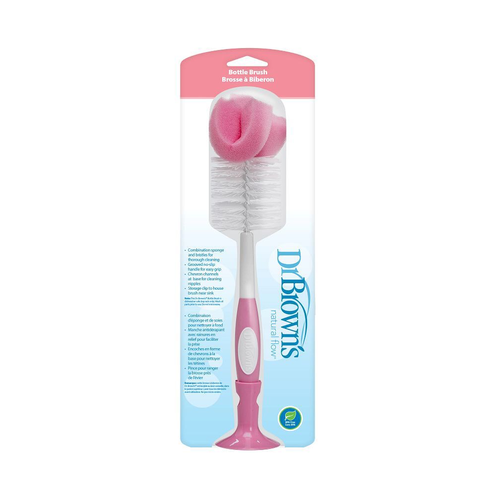 Dr.Brown's Süngər Başlıqlı Təmizlik Fırçası Çəhrayı AC026 Pkg F Bottle Brush Pink