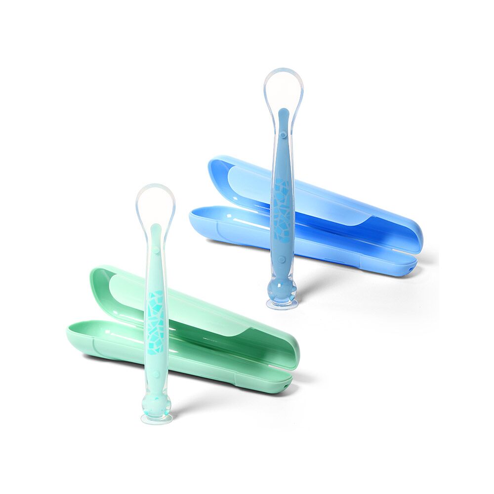 BabyOno Vakuumlu Körpə Qaşığı Yaşıl-Mavi ST00024