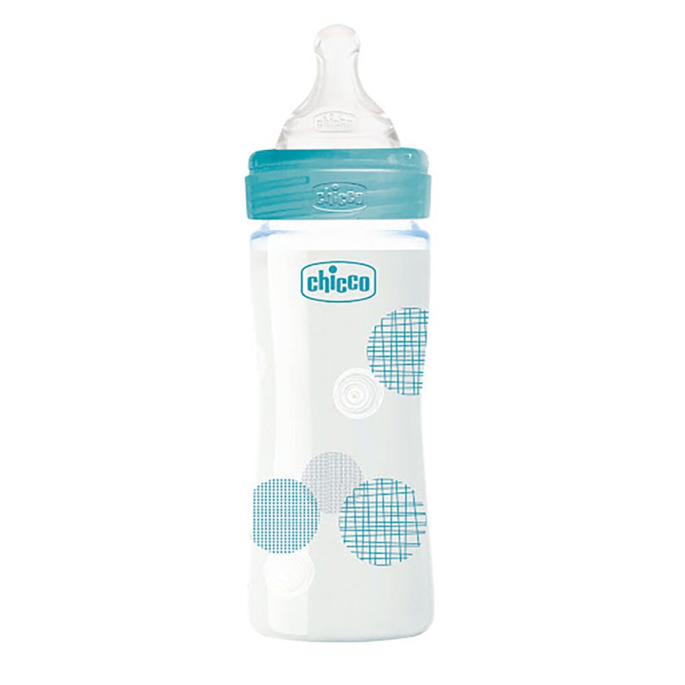 Yedirmə üçün Şüşə Butulka WellBeing Mavi Yavaş Axın 0ay+ 250ml 00028721200000