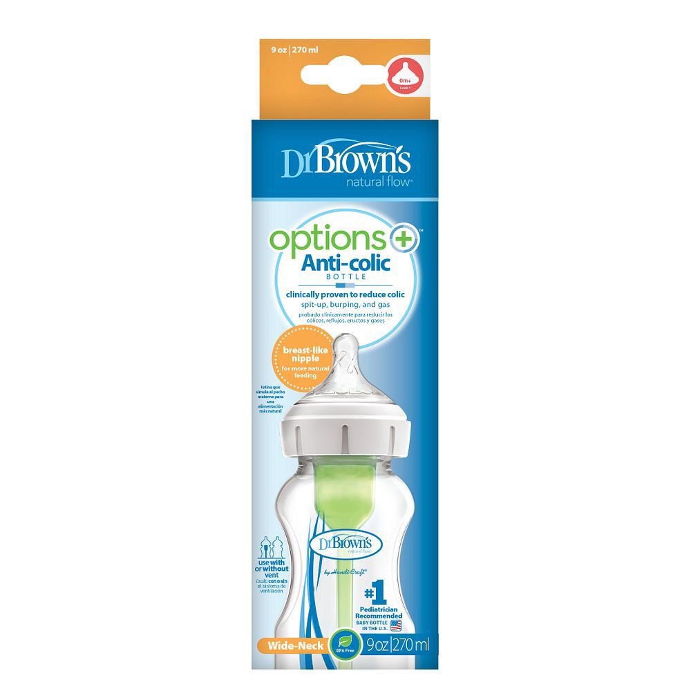 Dr.Brown's "Options+" Enliboğaz Polipropilen Butulka 0-3ay 270ml WB91600 ESX Pkg F Options Wide Neck 9oz 270ml 1 pack