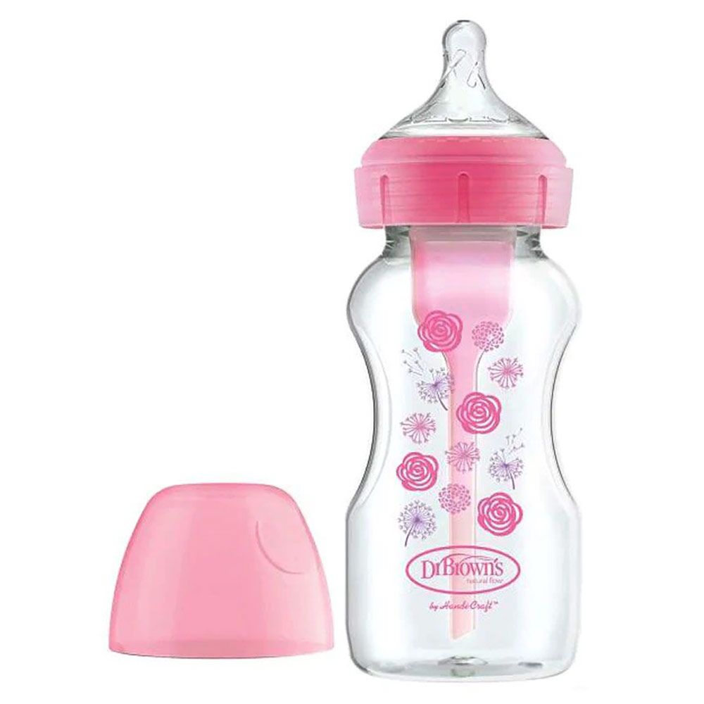 Dr.Brown’s “Options+” Enliboğaz Polipropilen Butulka 0+ Ay Çəhrayı Çiçəkli 270ml WB91801 INTLX 1